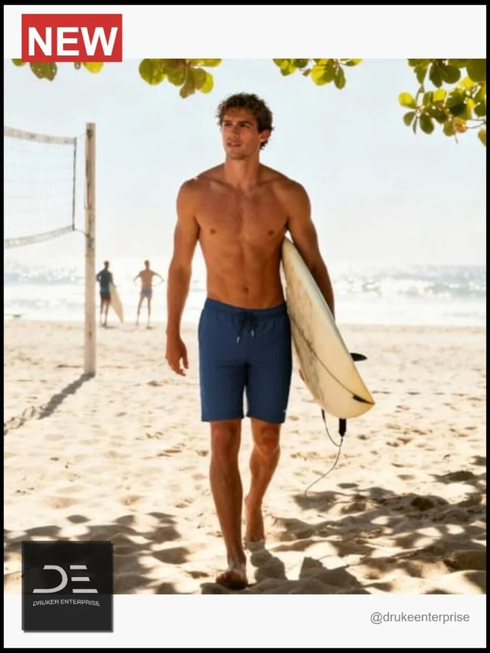 Quick Dry Swim Trunks with Compression Liner & Zipper Pockets